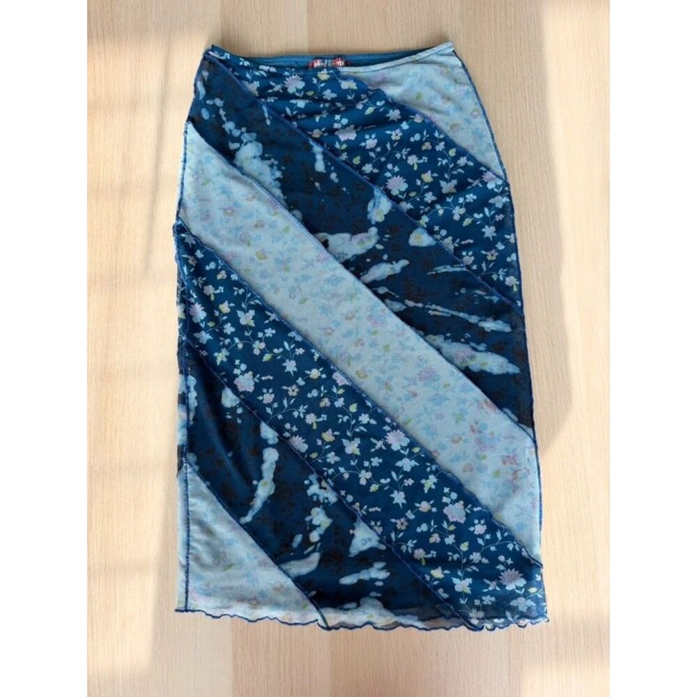 Urban Outfitters Blue Floral Patchwork Midi Skirt